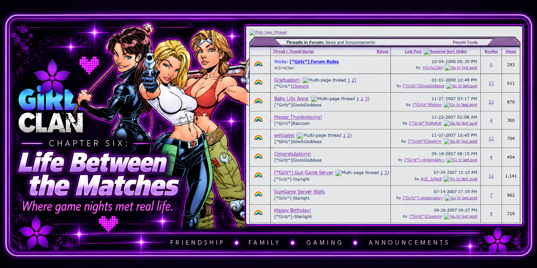 GirlzClan memory artwork celebrating the women, friendships, and community that endured beyond the clan's busiest years