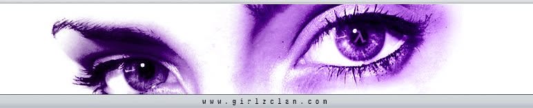 Archived purple GirlzClan.com website banner featuring a close-up of two eyes