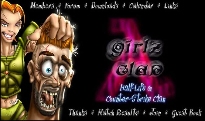 Archived GirlzClan website artwork identifying the group as a Half-Life and Counter-Strike clan