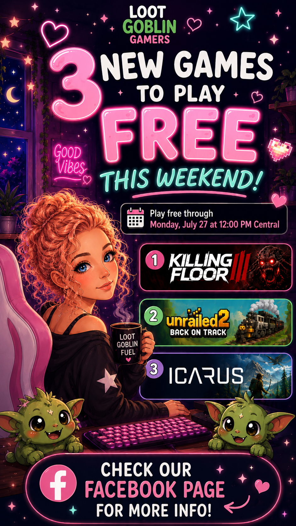 Three free games to play this weekend: Killing Floor 3, Unrailed 2, and ICARUS