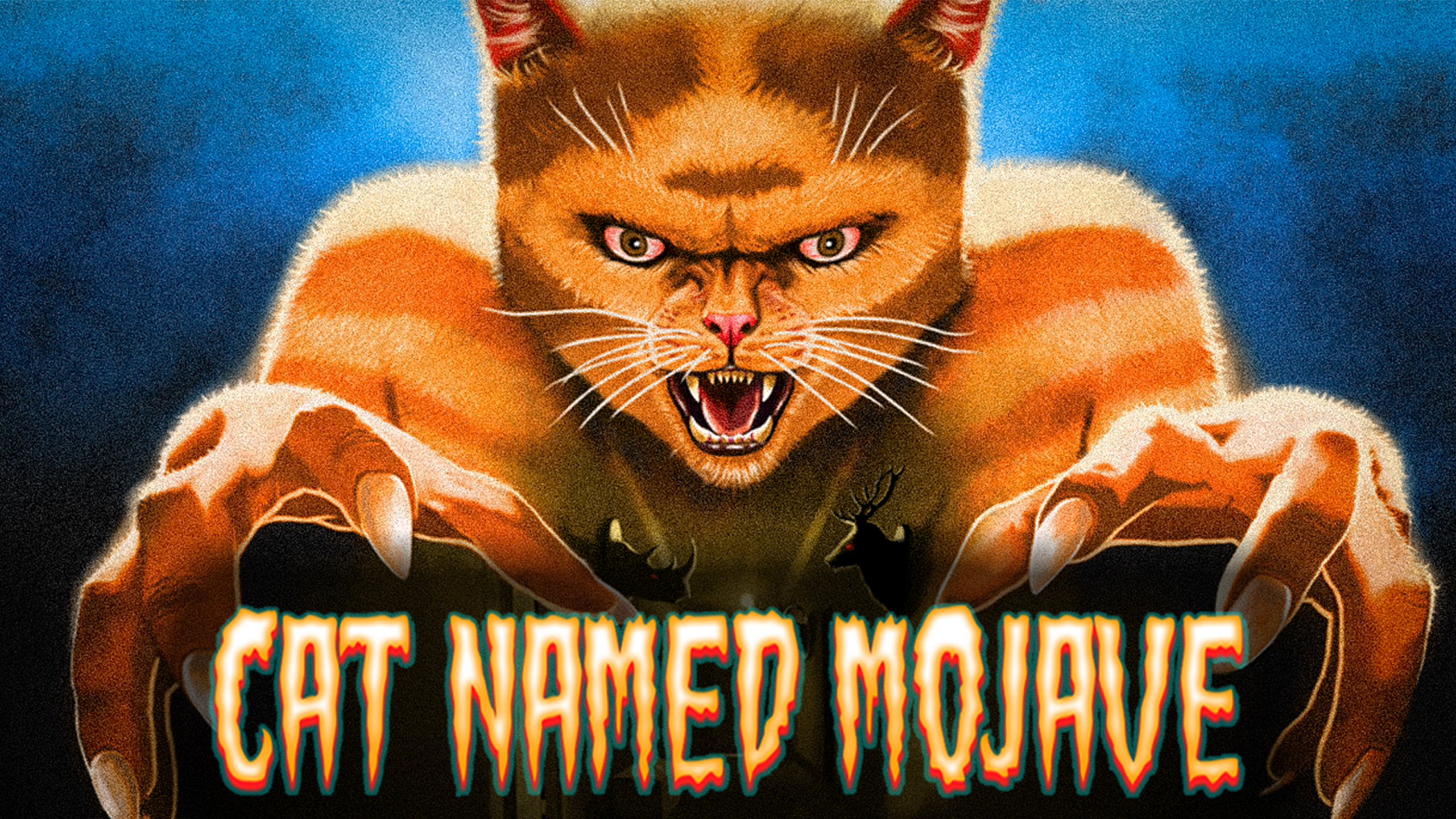 Cat Named Mojave key art with a menacing Catman